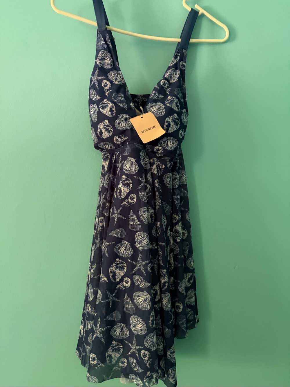 BloomChic Navy Shell-Print SwimDress